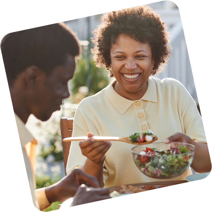 Woman serving a salad